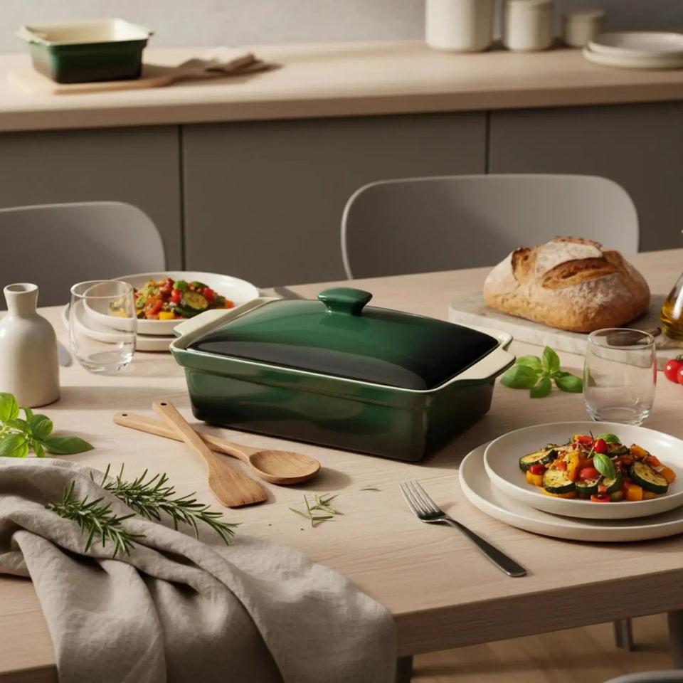 Caçarola Cerâmica Verde Degradê 33x22x11,3cm Atmosfera