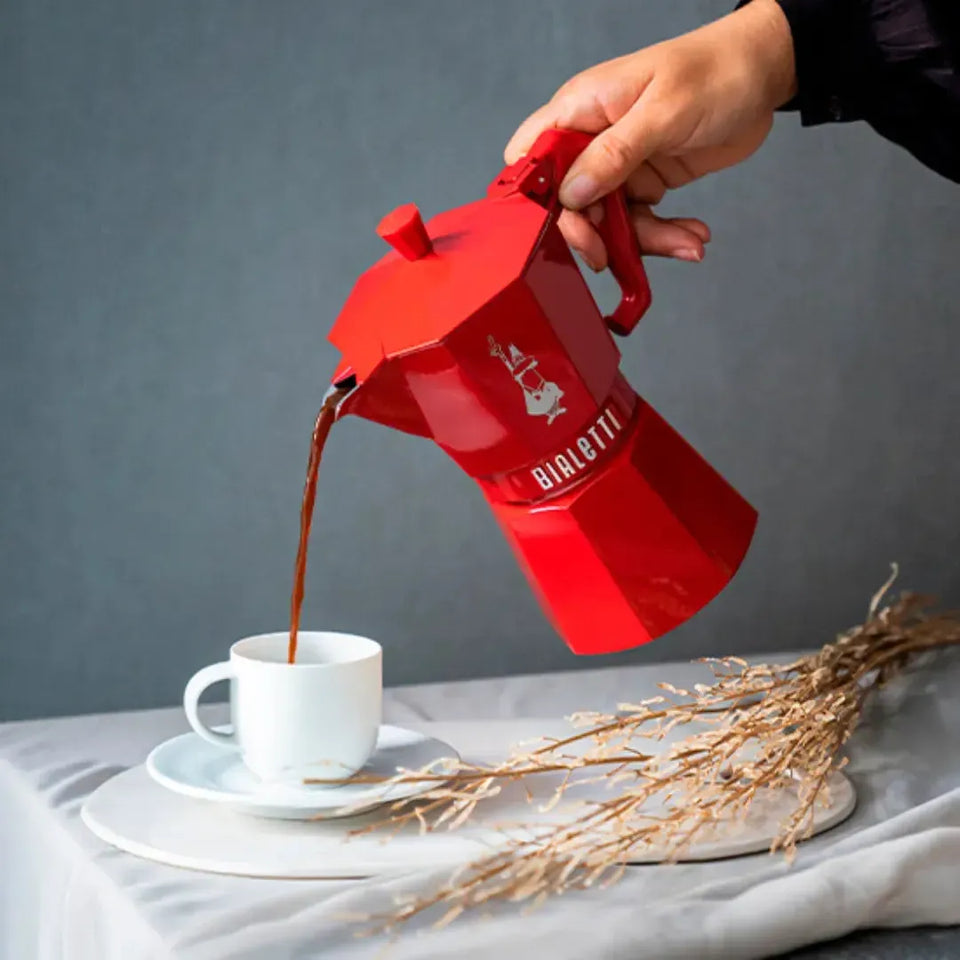 Cafeteira Moka Express Serve 6 Xícaras Exclusive Vermelha Bialetti
