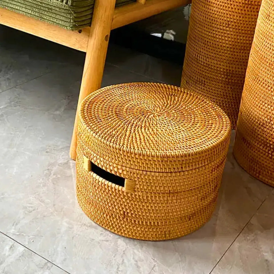 Caixa Redonda em Rattan Bahali 30x20cm
