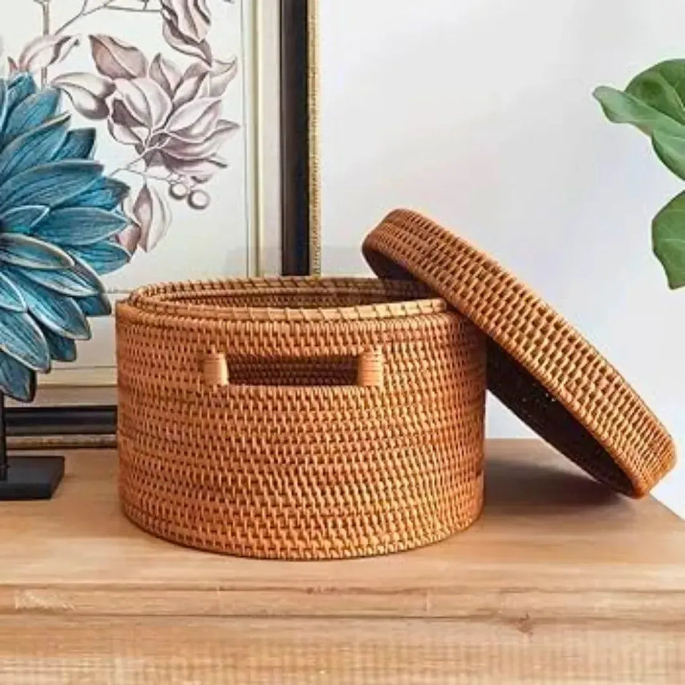 Caixa Redonda em Rattan Bahali 30x20cm