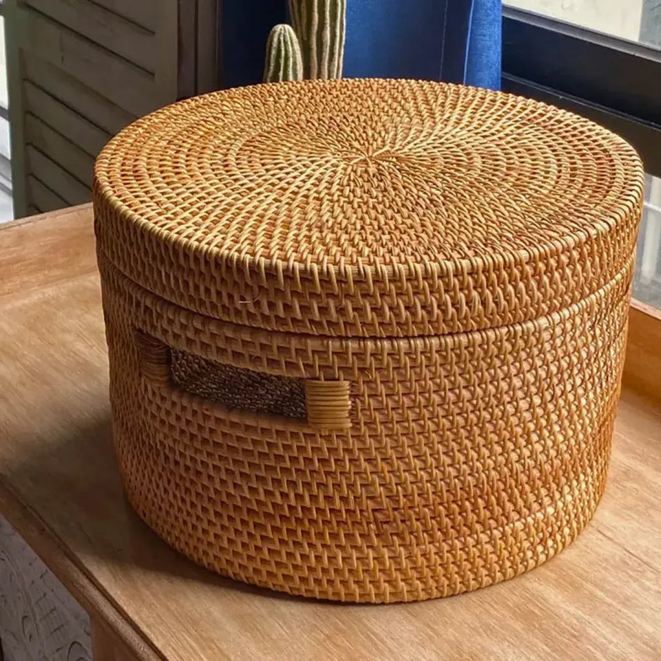 Caixa Redonda em Rattan Bahali 35x26cm