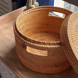 Caixa Redonda em Rattan Bahali 35x26cm