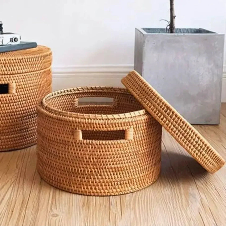 Caixa Redonda em Rattan Bahali 35x26cm