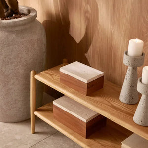 Caixa em Madeira com Tampa de Mármore 12x26x17cm Mart