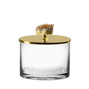 Caixinha Redonda Média Inox com Pedra Citrino Riva