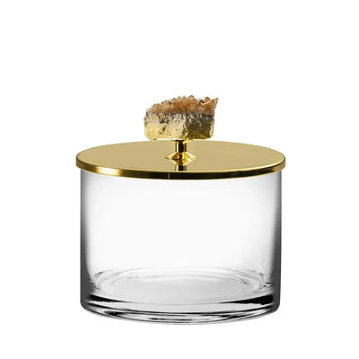 Caixinha Redonda Média Inox com Pedra Citrino Riva