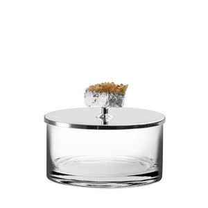 Caixinha Redonda Pequena Inox com Pedra Citrino Riva