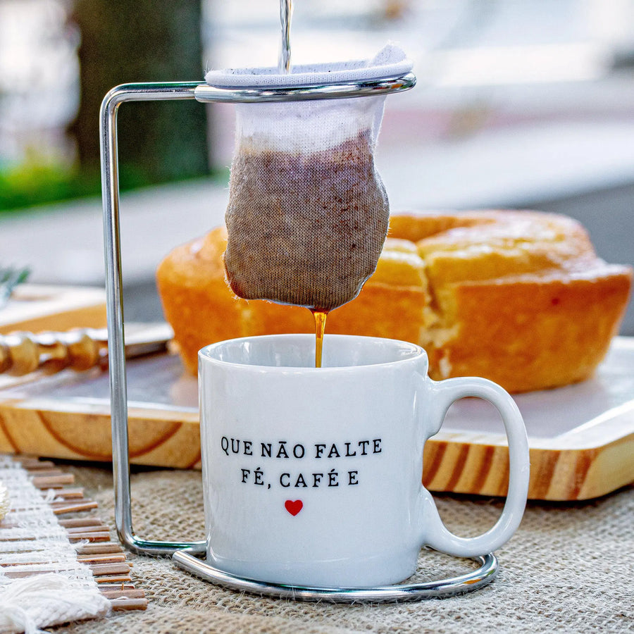 Caneca 100ml com Coador Receita da Felicidade