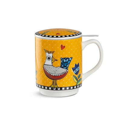 Caneca Mug com Infusor Cocoricó Laranja 350ml Egan