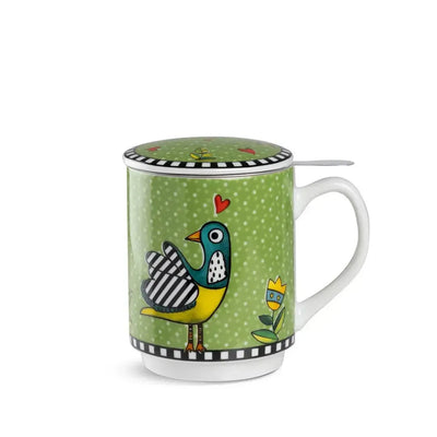 Caneca Mug com Infusor Cocoricó Verde 350ml Egan