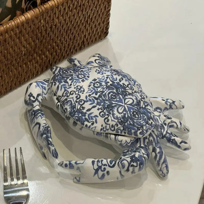 Caranguejo Cerâmica Dolce Mare Azulejo Português Azul 10x21cm Maison Blanche