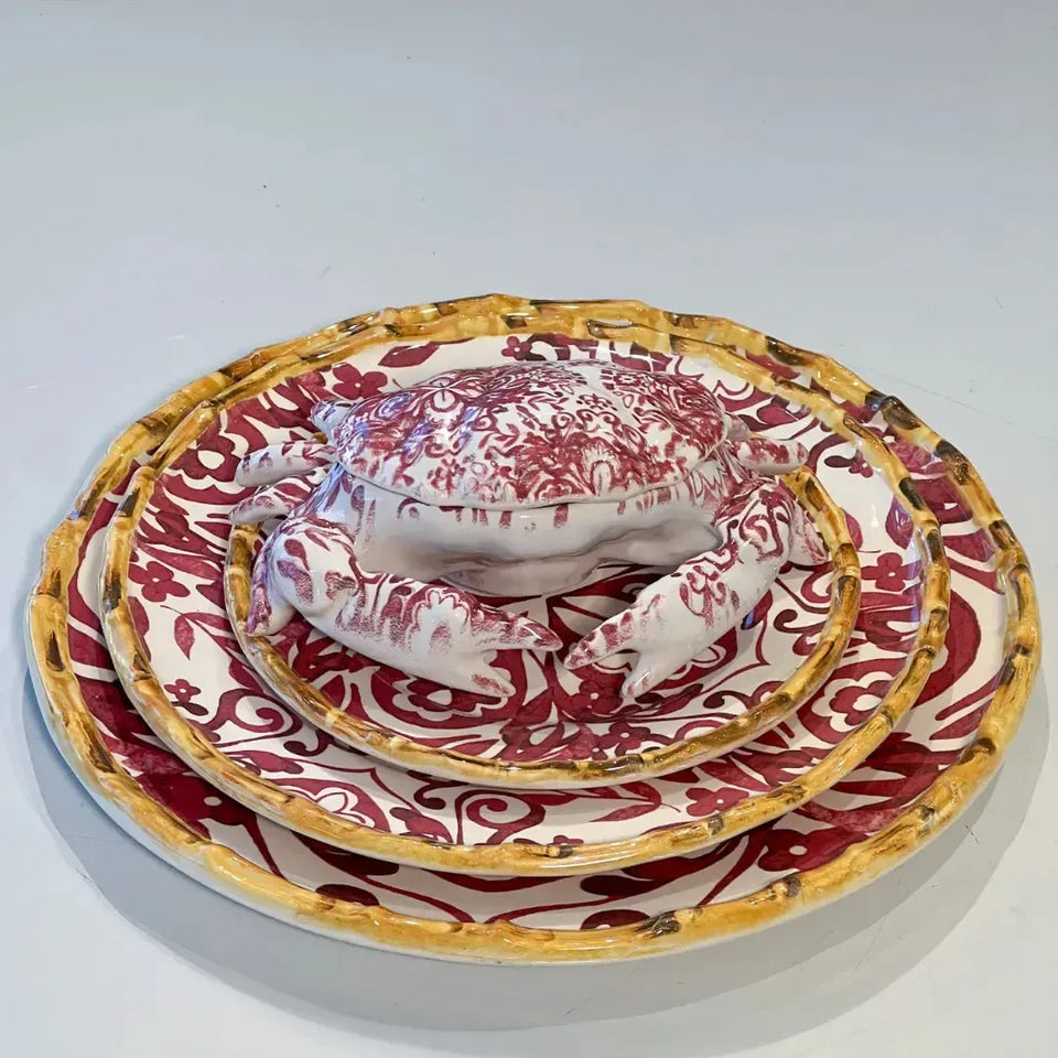 Caranguejo Cerâmica Dolce Mare Azulejo Português Vermelho 10x21cm Maison Blanche