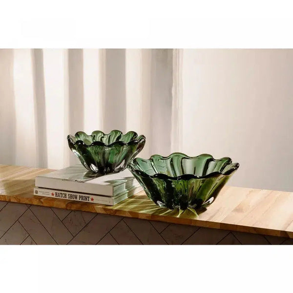 Centro de Mesa Decorativo de Vidro Italy Murano Verde 25x11cm