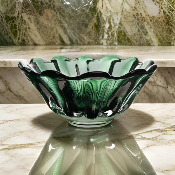 Centro de Mesa Decorativo de Vidro Italy Murano Verde 32x13cm