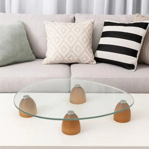 Centro de Mesa Vidro com Pés de Madeira 33x22x6cm Linha Sintonia