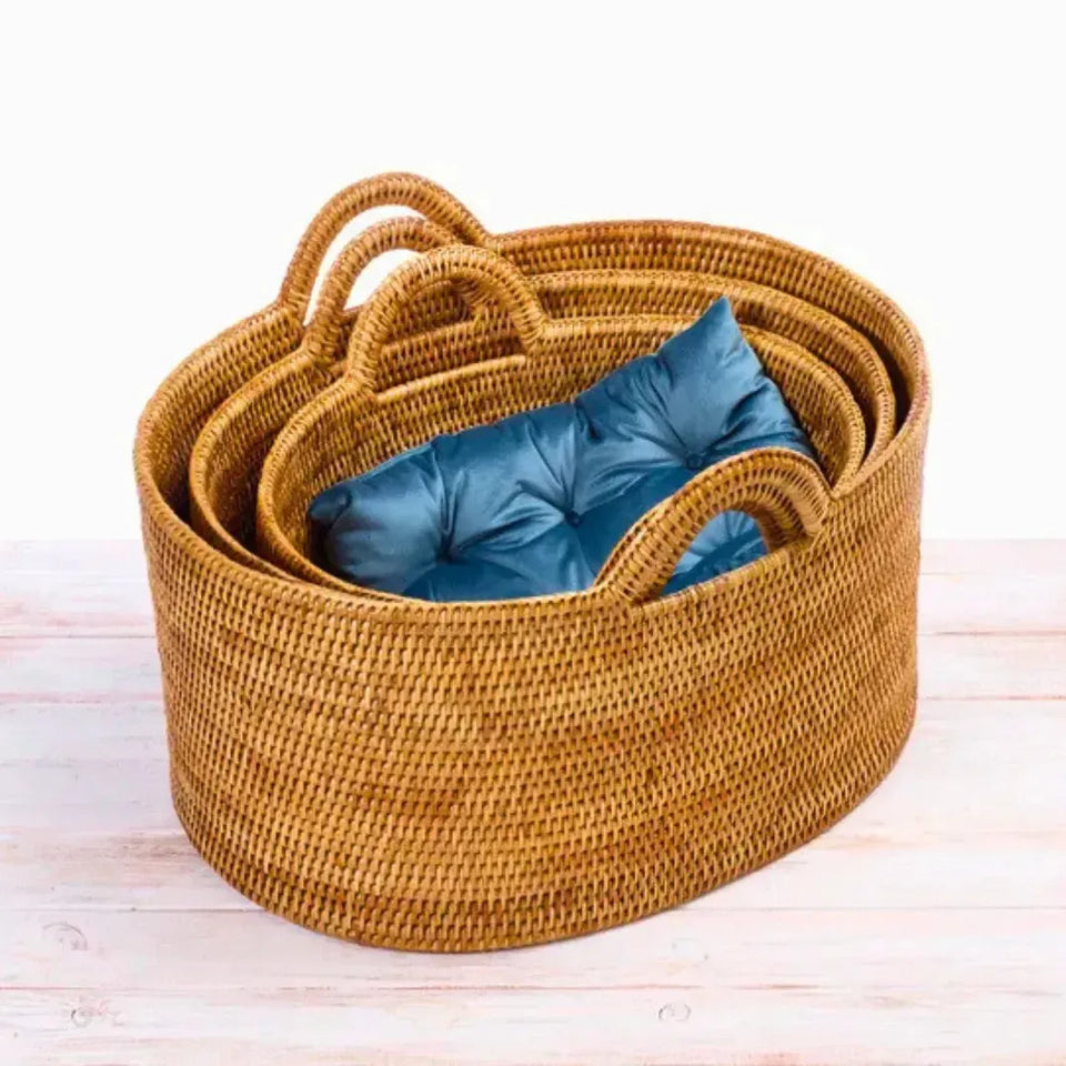 Cesta Oval em Rattan Bahali 50x36x21,5/24/31cm