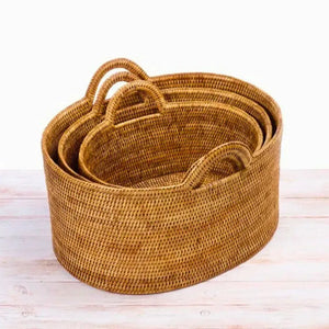 Cesta Oval em Rattan Bahali 50x36x21,5/24/31cm