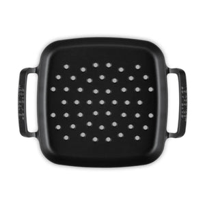 Cesta Perfurada Quadrada com Alças Alpine Matte Black 30cm Le Creuset