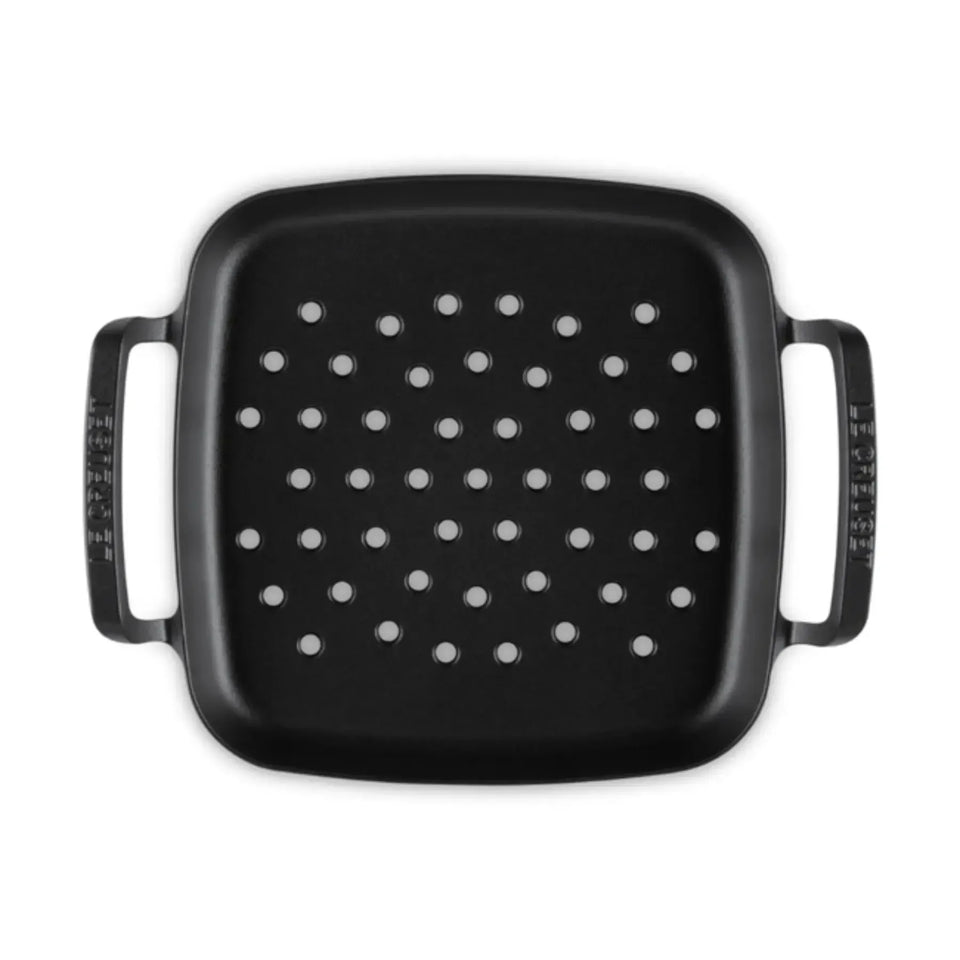 Cesta Perfurada Quadrada com Alças Alpine Matte Black 30cm Le Creuset