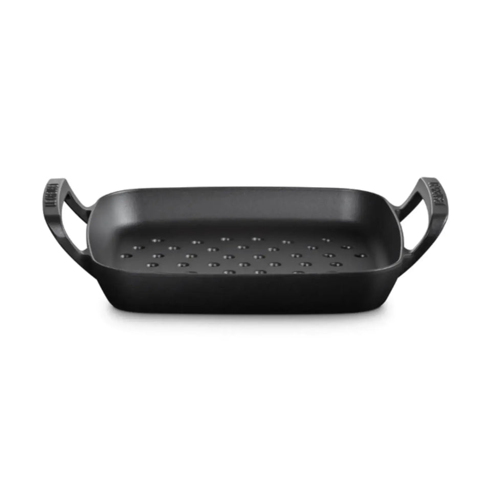 Cesta Perfurada Quadrada com Alças Alpine Matte Black 30cm Le Creuset