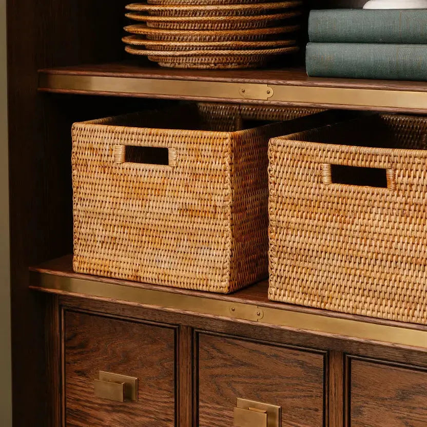 Cesta para Armazenamento em Rattan com Canto Retangular Bahali 22x27,5x37cm