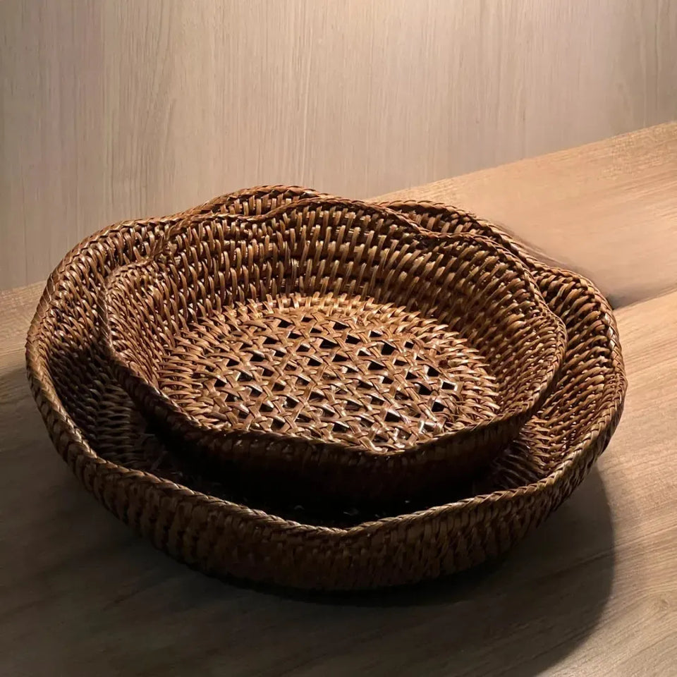 Cesto Redondo em Rattan Bahali 25x6/5cm