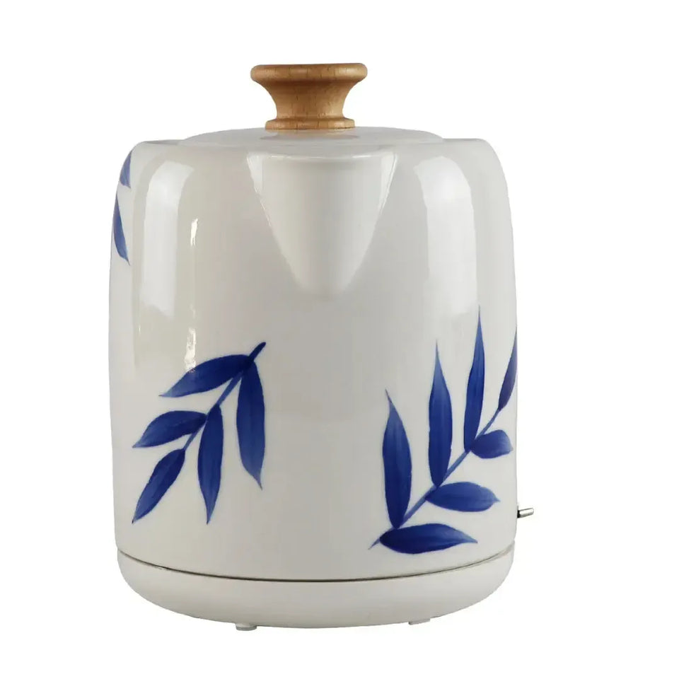 Chaleira Elétrica Porcelana Elegance Branca / Azul 1L 127V Tuut