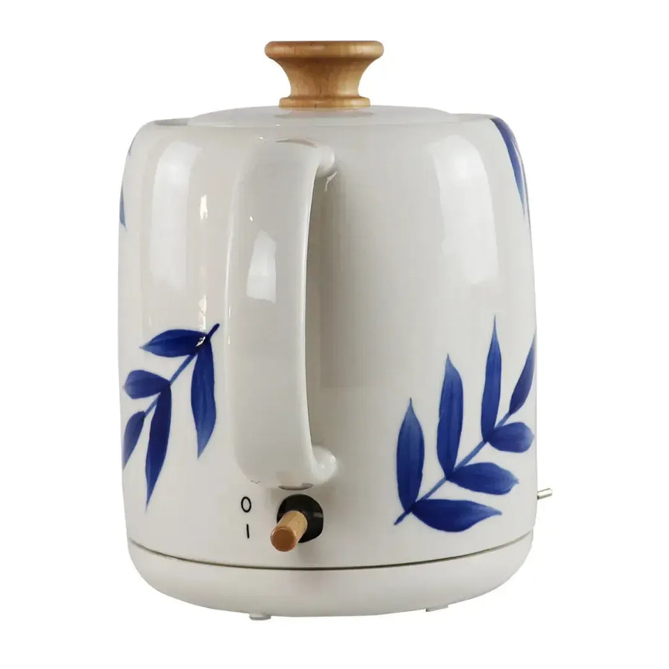 Chaleira Elétrica Porcelana Elegance Branca / Azul 1L 127V Tuut