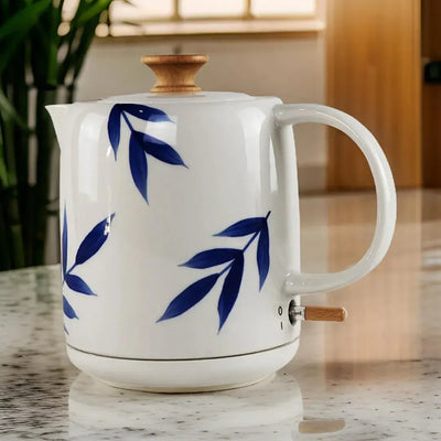 Chaleira Elétrica Porcelana Elegance Branca / Azul 1L 127V Tuut