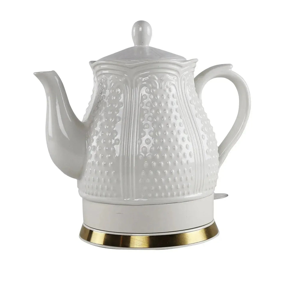 Chaleira Elétrica Porcelana Elegance Branca Decorada 1,5L 127V Tuut