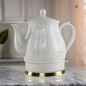 Chaleira Elétrica Porcelana Elegance Branca Decorada 1,5L 127V Tuut