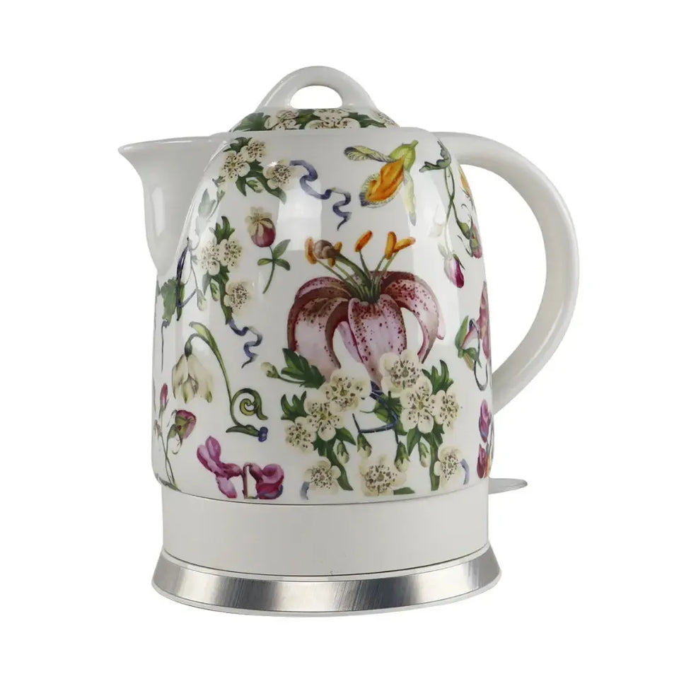 Chaleira Elétrica Porcelana Elegance Branca Floral 1,5L 127V Tuut