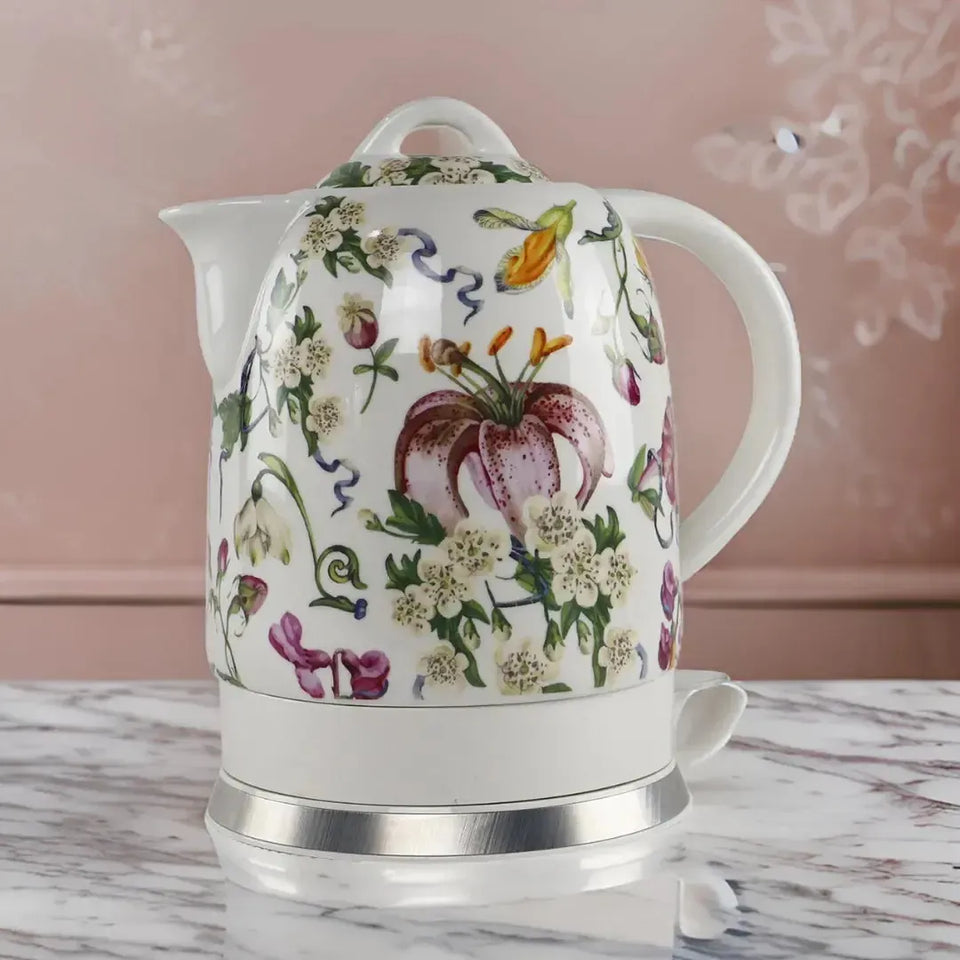 Chaleira Elétrica Porcelana Elegance Branca Floral 1,5L 127V Tuut