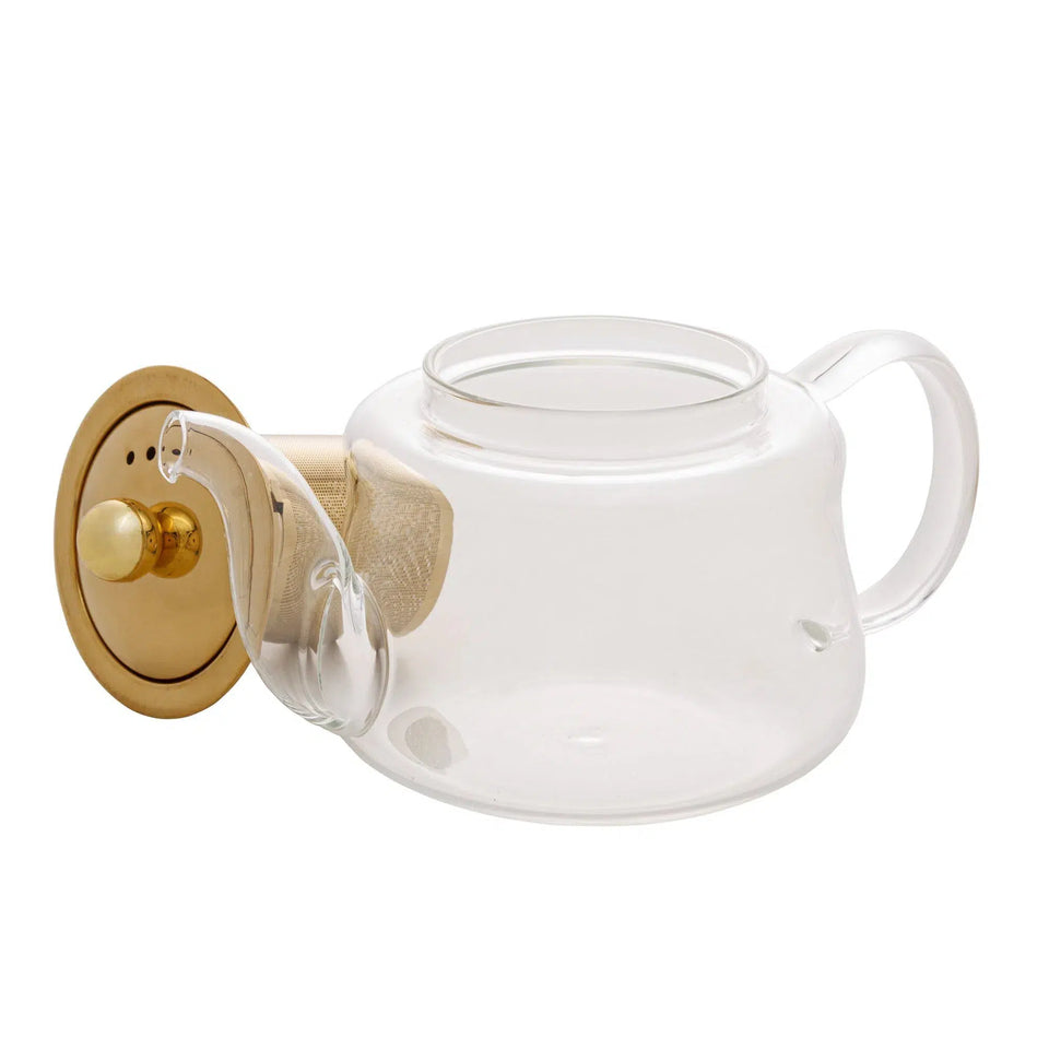 Chaleira Vidro Com Infusor Dourado Aço Inox 600ml