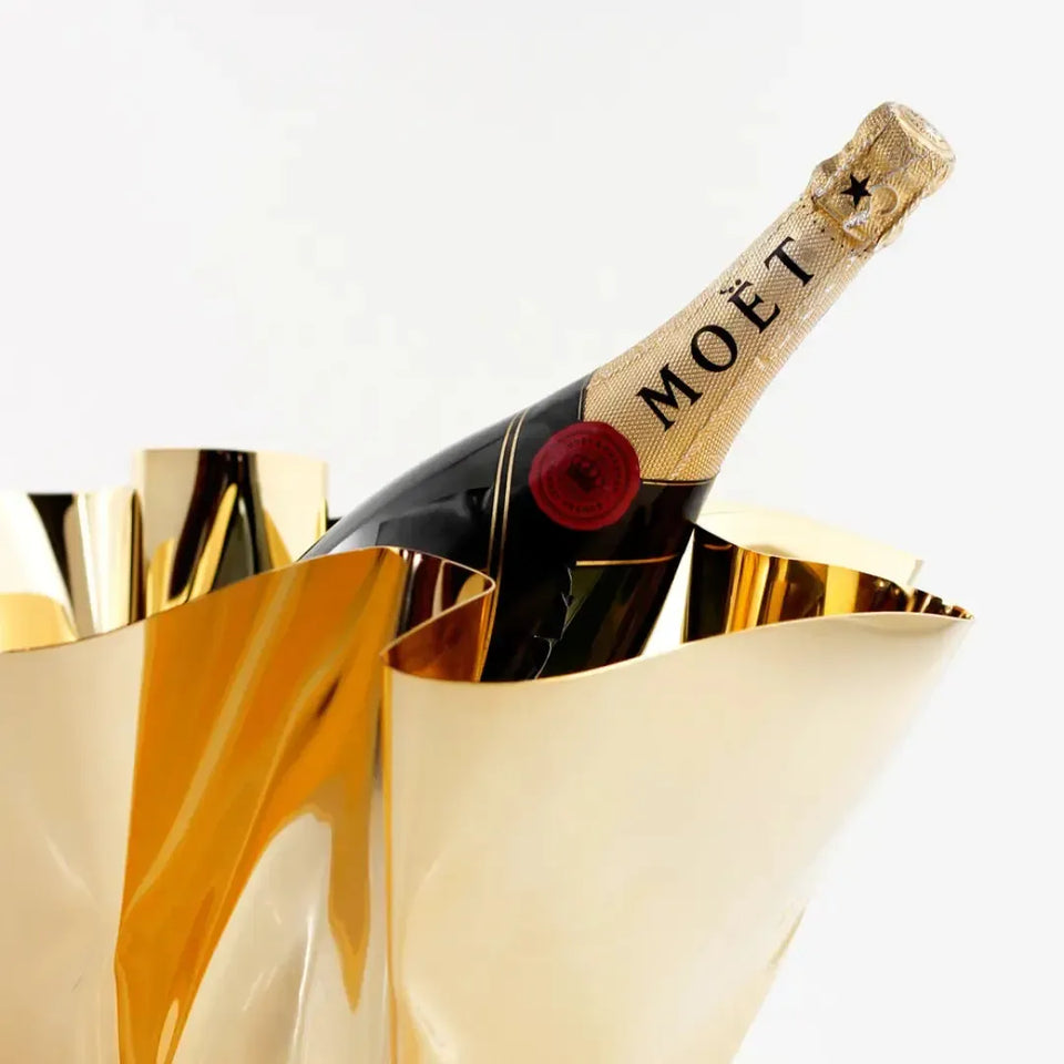 Champanheira / Cachepot Fiori Inox com Revestimento em Ouro 24k Riva