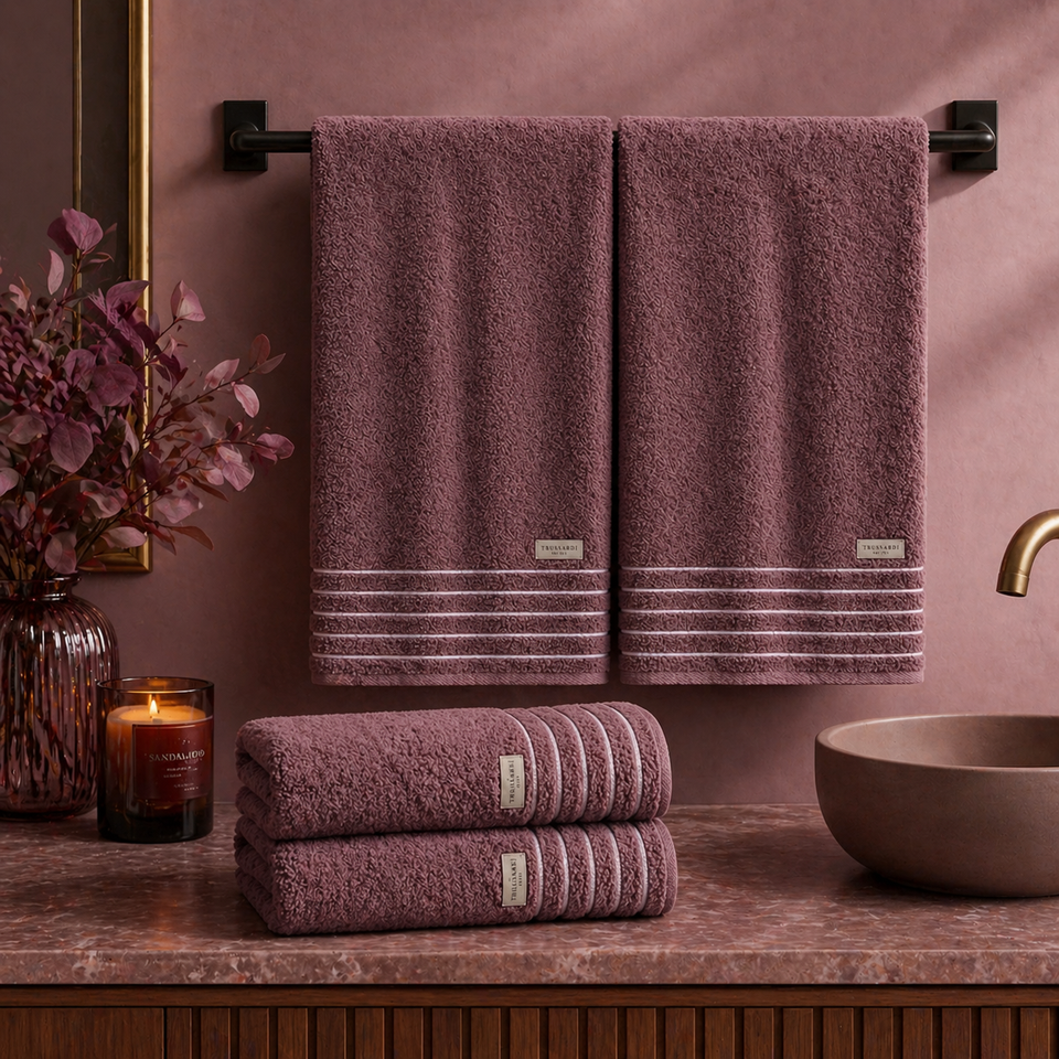 Kit de Banho 4 Pçs Palladio Marsala / Branca Trussardi
