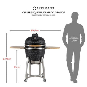 Churrasqueira Kamado Preta Artemano Grande 21 Polegadas