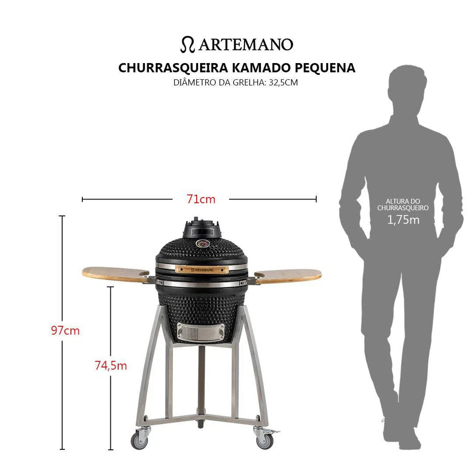 Churrasqueira Kamado Preta Artemano Pequena 16 Polegadas