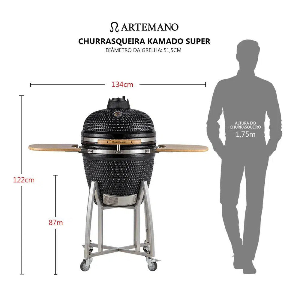 Churrasqueira Kamado Preta Artemano Super 24 Polegadas