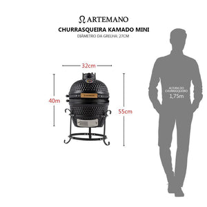 Churrasqueira Kamado Vermelha Artemano Mini 13 Polegadas