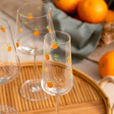 Jogo 6 Taças Champanhe Allure Sparkling em Cristal Ecológico 220ml Laranja
