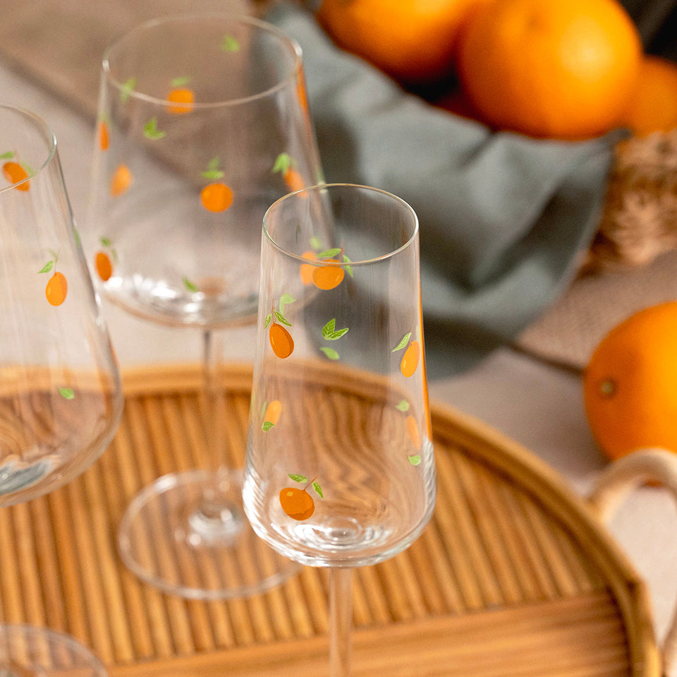 Jogo 6 Taças Champanhe Allure Sparkling em Cristal Ecológico 220ml Laranja
