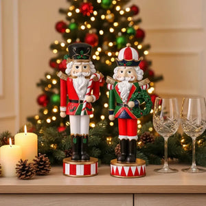 Conjunto 2 Adornos Decorativos Natal Resina Quebra Nozes 8,5x6,5x23,5cm