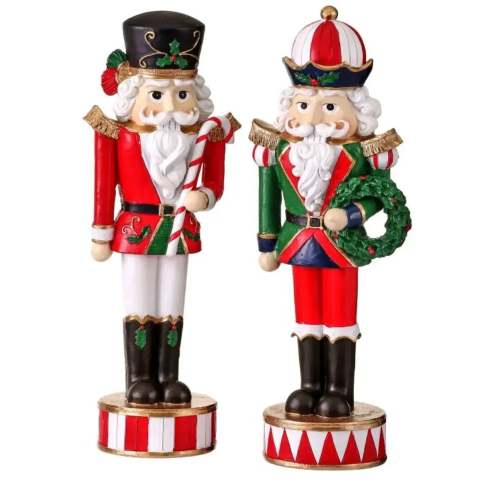 Conjunto 2 Adornos Decorativos Natal Resina Quebra Nozes 8,5x6,5x23,5cm