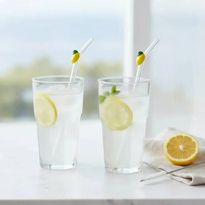 Conjunto 2 Canudos Vidro Reutilizáveis Limone com Escova para Limpeza Tuut