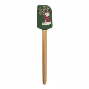 Conjunto 2 Espátulas Cozinha Natal Silicone / Madeira Verde