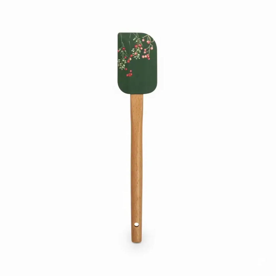 Conjunto 2 Espátulas Cozinha Natal Silicone / Madeira Verde