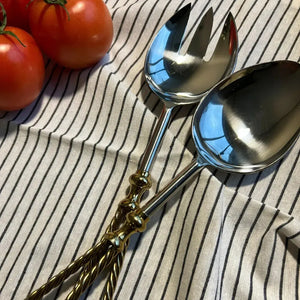 Conjunto 2 Talheres para Salada Alumínio com Cabo Corda Metal Object Bahali 31cm