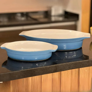 Conjunto 2 Travessas Ovais Cerâmica Breeze Refúgio