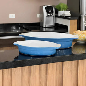 Conjunto 2 Travessas Ovais Cerâmica Breeze Refúgio